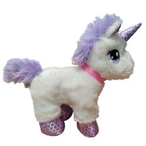 DanDee Purple Unicorn Plush 7.5" White Pink Bow Sparkle Hooves Stuffed Animal
